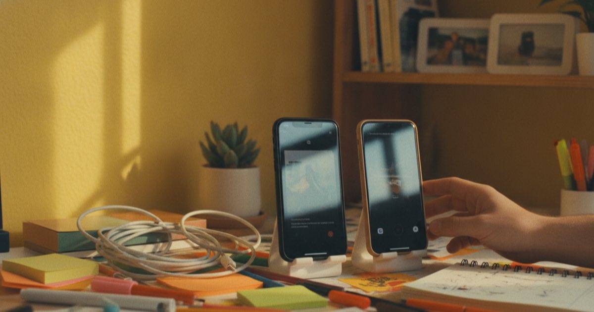 Dois celulares numa mesa mostrando o mesmo vídeo curto preparado para duas plataformas