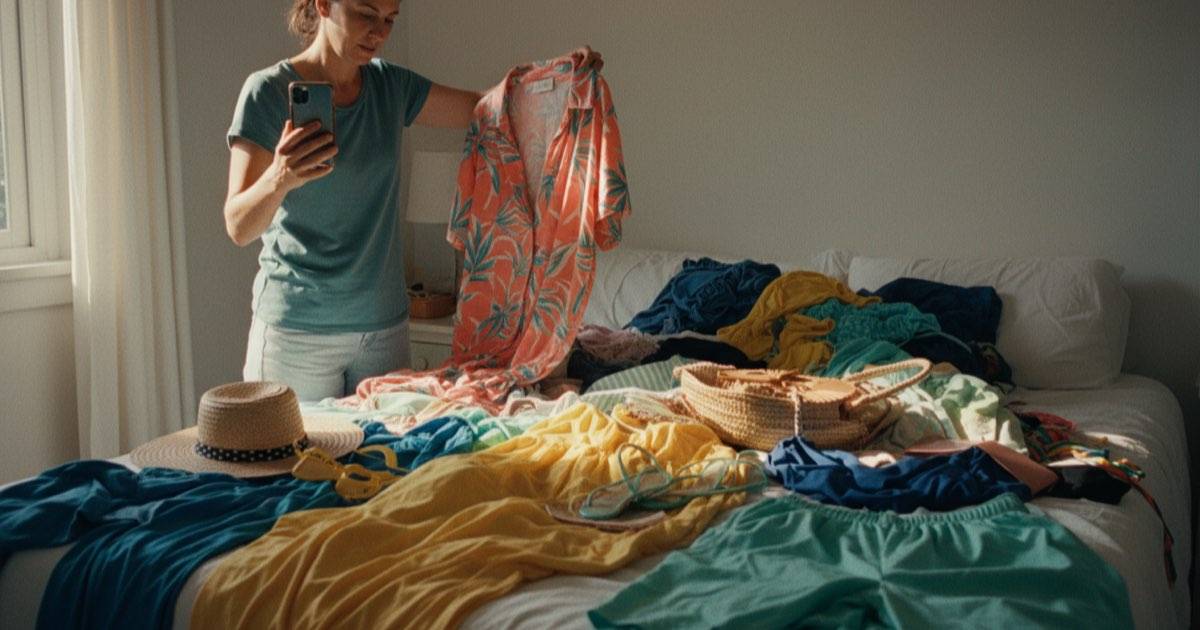 Yaz koleksiyonu ürünlerini telefonla inceleyen müşteri